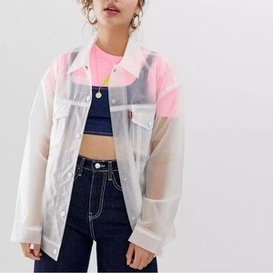 Levi’s Pink Clear Baggy Trucker Jacket Size Small Oversized